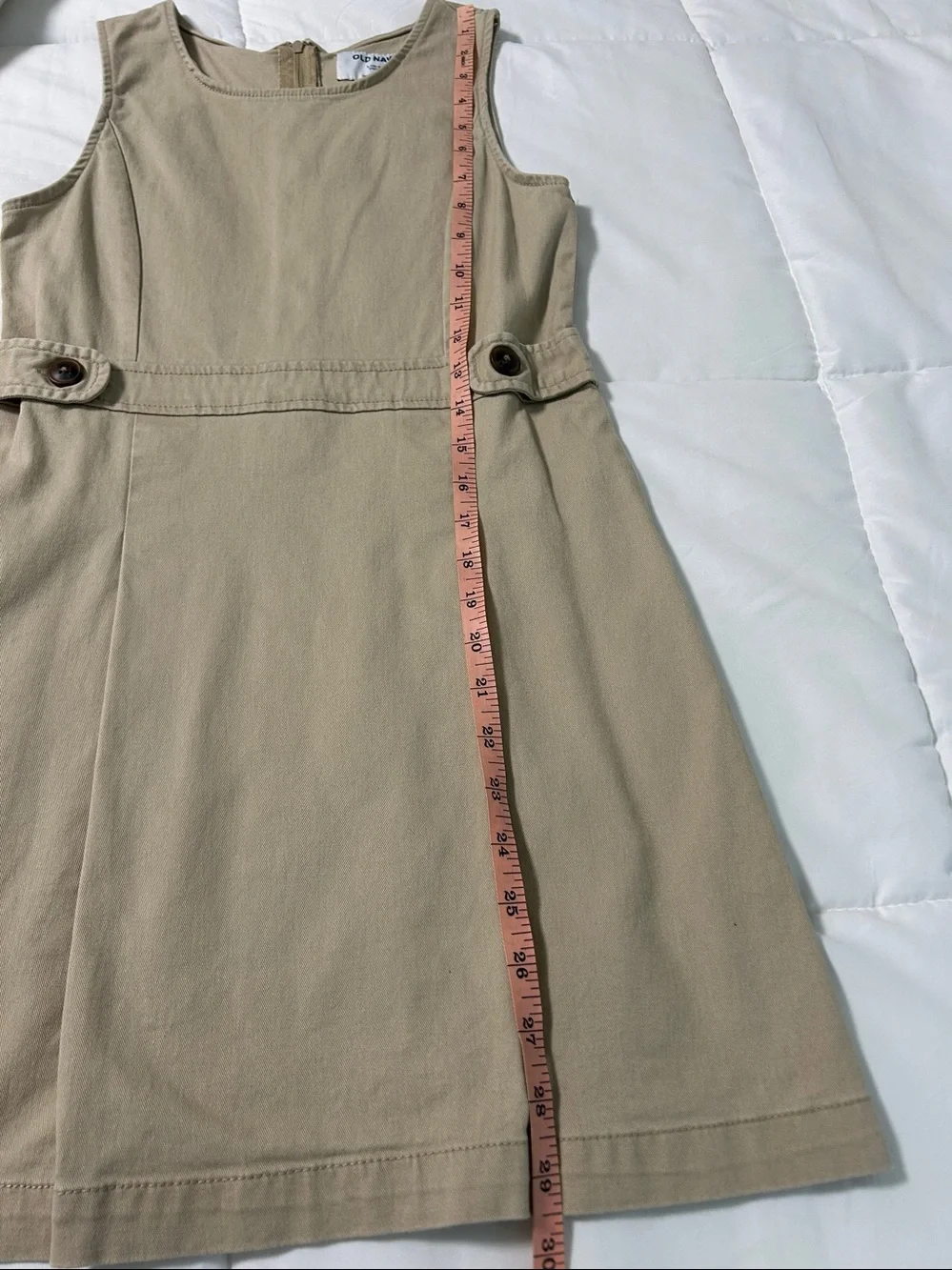Old Navy Girls Tan Sleeveless A-Line School Dress Uniform -Jumper Size L 10-12
